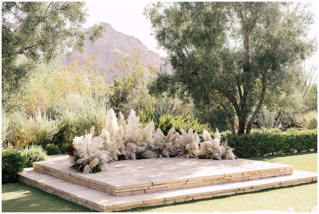 ceremony at El Chorro with pampas grass and a stunning desert backdrop