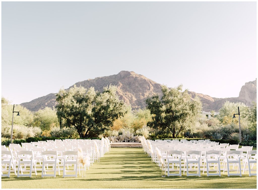 ceremony at El Chorro with pampas grass and a stunning desert backdrop